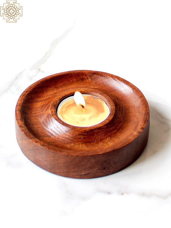 Wooden Concentric Tealight Candle