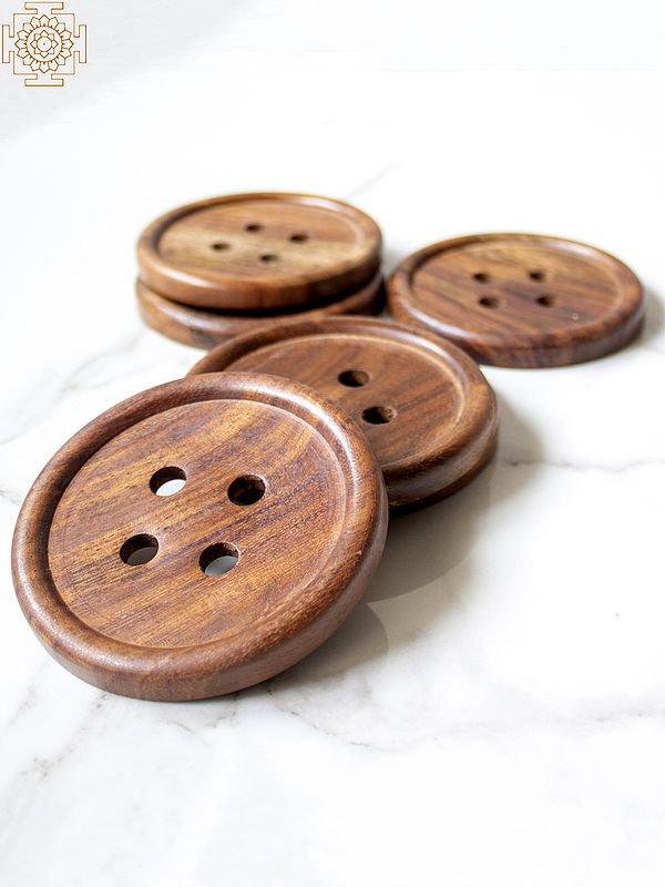 Wooden Button Coasters (Set of 4)