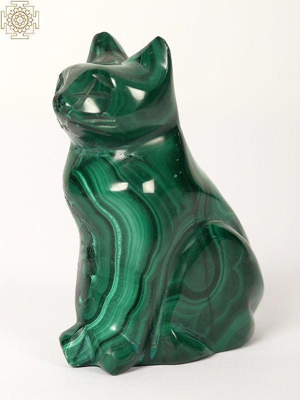 Malachite Cat Sculpture | Table Decoration Item