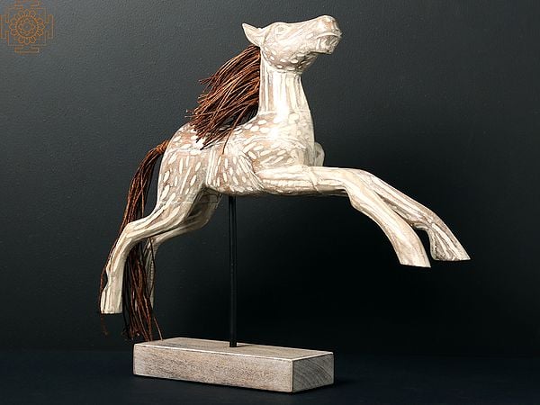 Running Horse Wood Statue