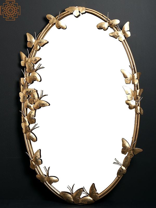 Butterfly Ovel shape Large Mirror With Iron Frame