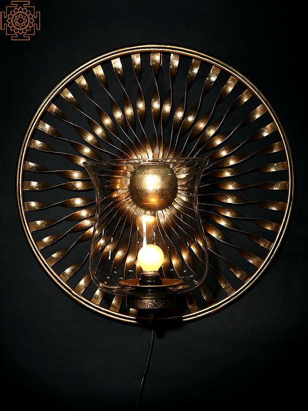 Designer Circular Wall Hanging with Vase and Light