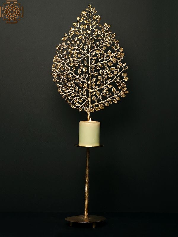 30" Brass Tree of Life with Candle Stand
