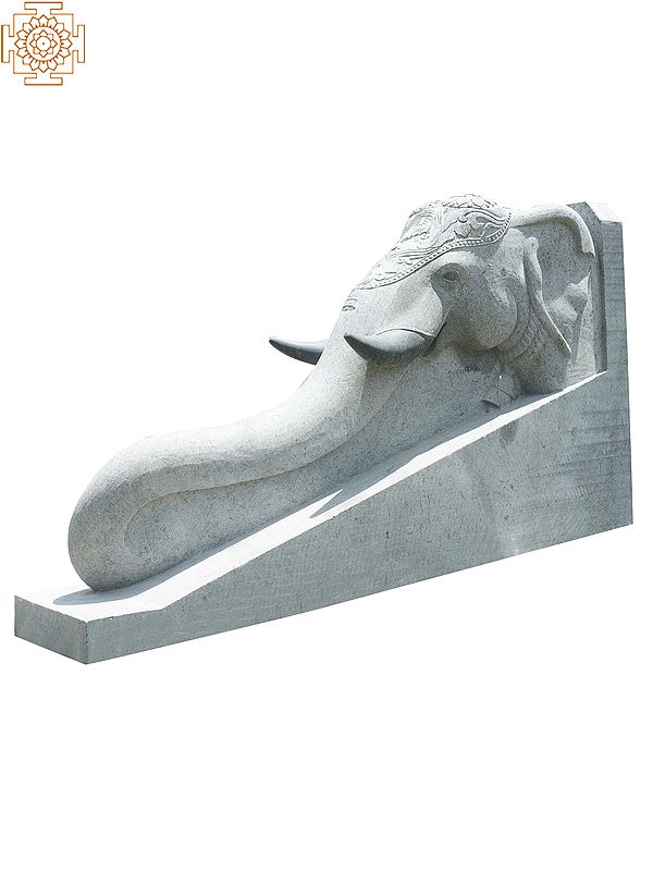 65" Large Elephant Face | Granite Stone Sculpture | Shipped by Sea Overseas