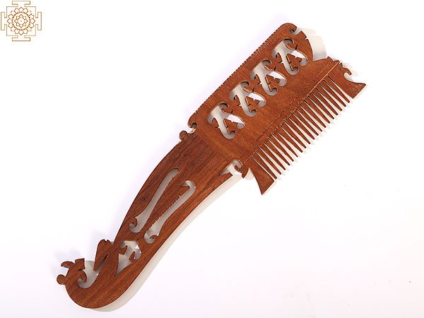 10" Wood Carved Designer Hair Comb