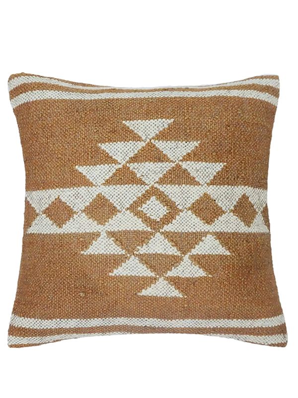 Wool and Jute Mix Aztec Pattern Pillow Cover (Set of 4)