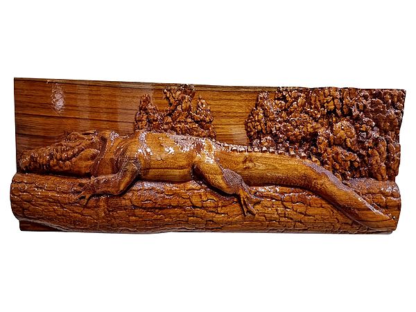 Wooden Crocodile Wall Hanging Panel