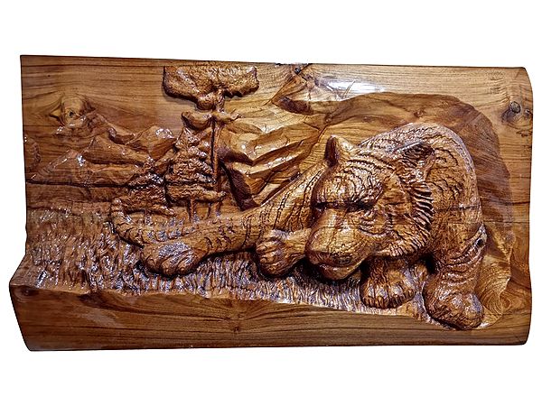 Wooden Tiger Scenery Wall Hanging Panel