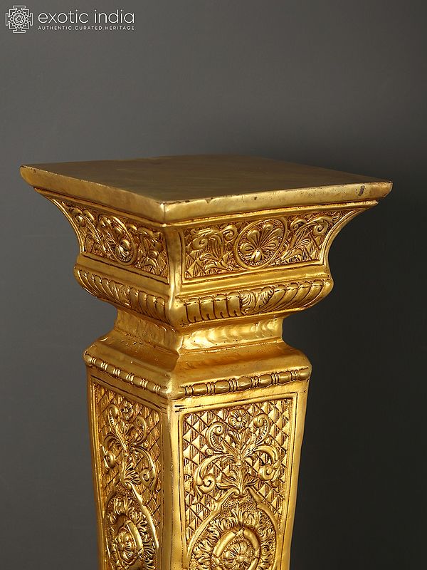 Vintage Italian Burnished Brass Column Pedestal for sale at Pamono