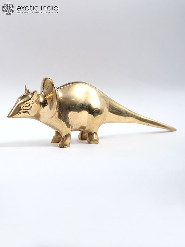 8" Stylized Rat Figurine in Brass | Home Decor Piece
