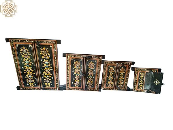 24" Wood Window With Mirror Inside - Set Of 4 | Wall Decor