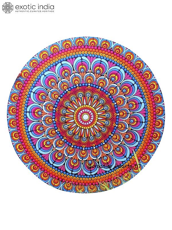 Colorful Doted Floral Mandala Art by Manisha | Acrylic on Round MDF Board