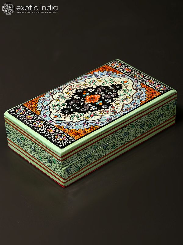 Finely Hand-Painted Carpet Design Papier Mache Box