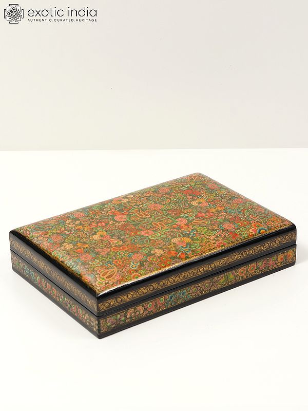 Rectangular Shaped Papier Mache Box | 24 Karat Gold Work | Handmade