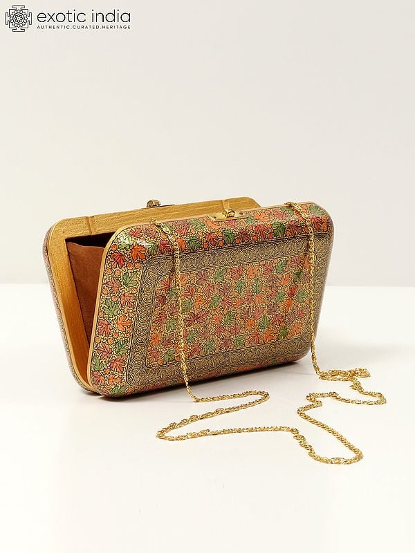 Beautiful Papier Mache Clutch with Chain | Handmade