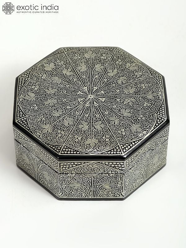 Octagon Floral Box With Superfine Work | Hand Painted