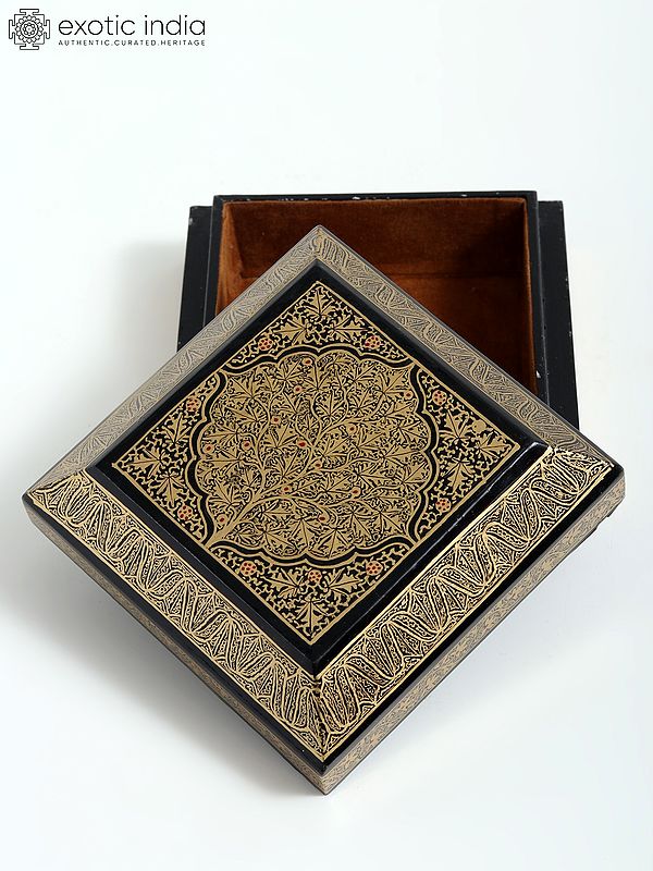 4" Superfine Hand-Painted Wood Domed Box | From Kashmir