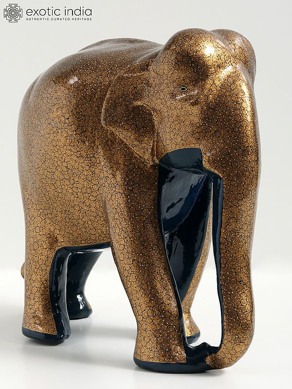 11" Hand Painted Papier Mache Elephant Figurine | From Kashmir | Home Decor