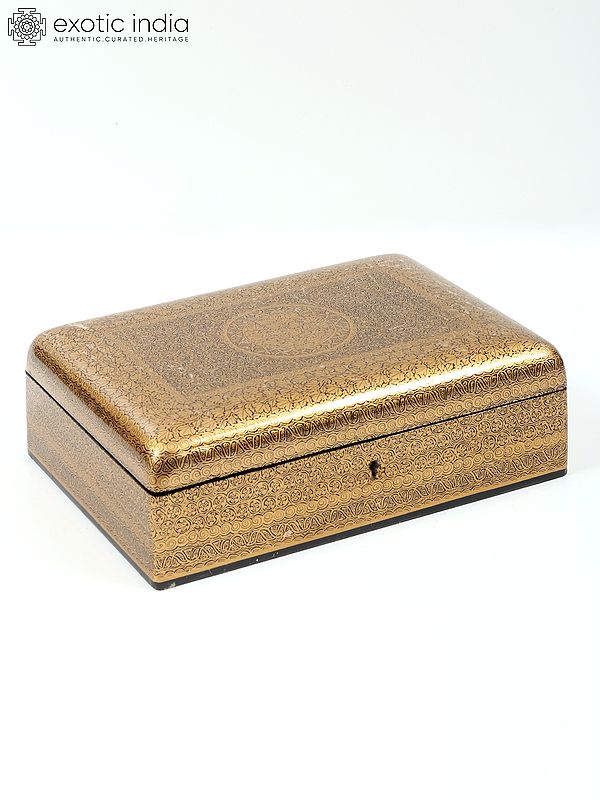 10" Hand Painted Jewellery Box in Wood with Lock | From Kashmir