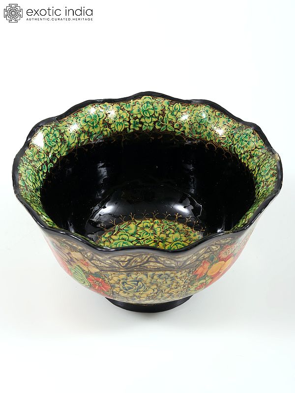 4" Superfine Hand-Painted Floral Design Bowl | 24 Karat Gold Work | From Kashmir