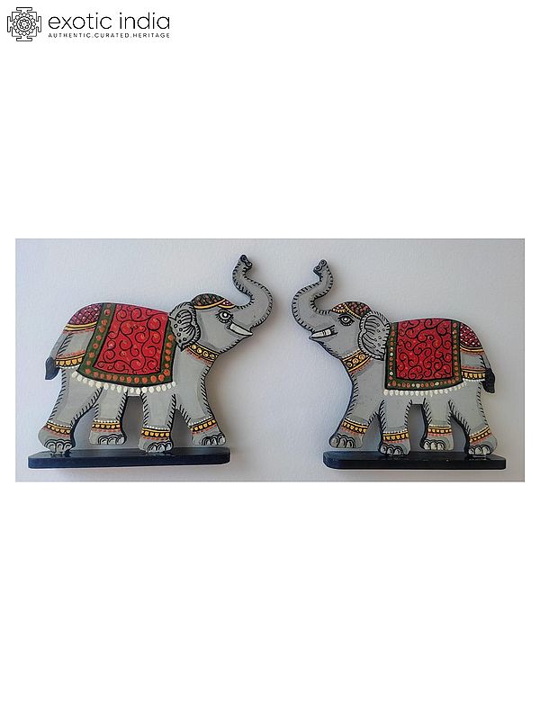 6" Royal Elephant - Set of 2 | Acrylic Color on MDF Wood