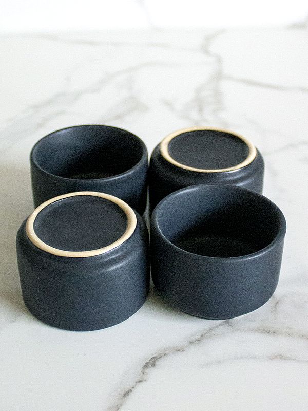 2" Small Stoneware Mini Black Pinch Bowls (Set of 4)
