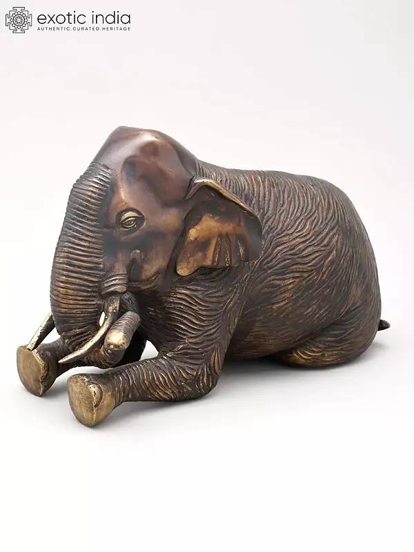10" Decorative Seated Elephant Statue | Table Decor