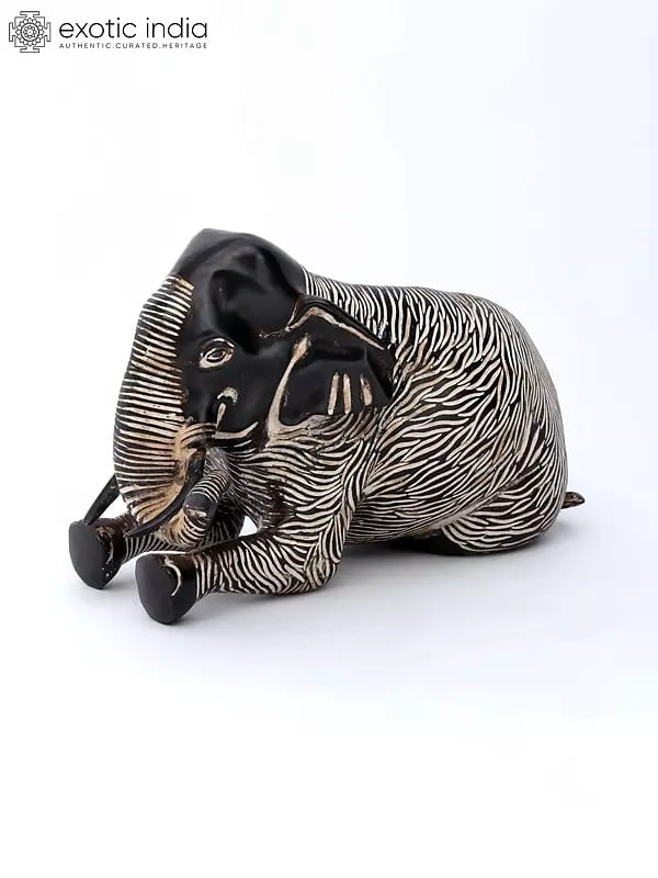 10" Decorative Seated Elephant Statue | Table Decor