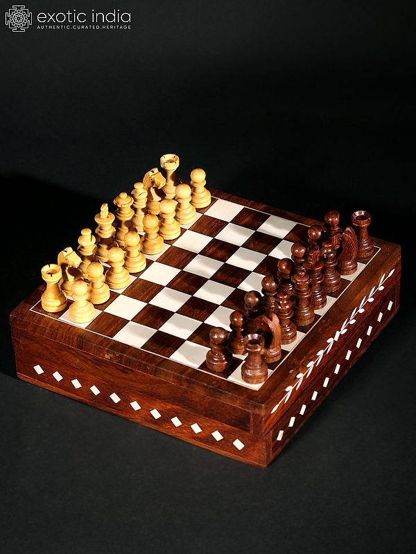 Square Shaped Chess Board Box with Inlay Work