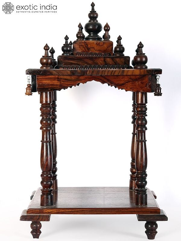 22" Wood Small Temple With Pillers