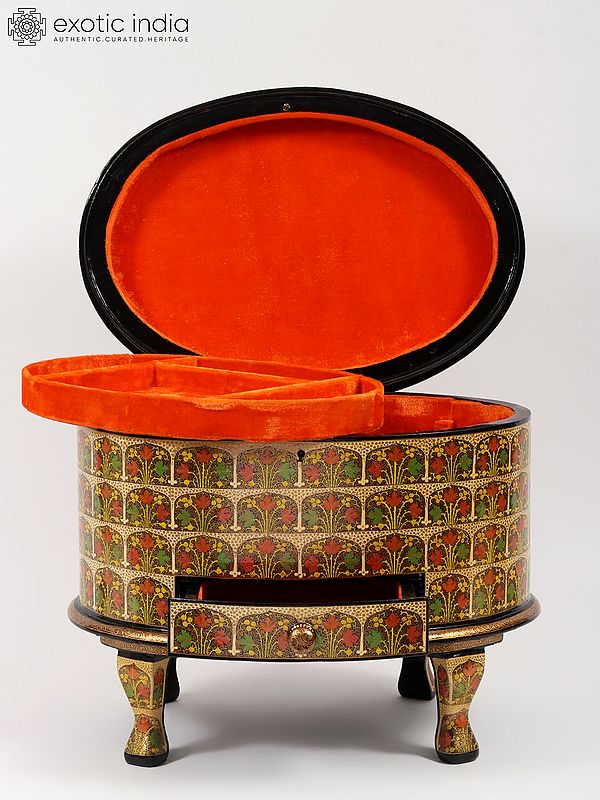 19" Decorative Hand-Painted Jewelry Box | From Kashmir