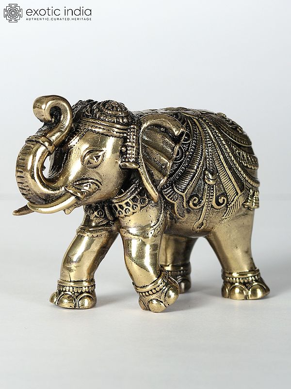 5" Small Decorative Elephant Brass Statue