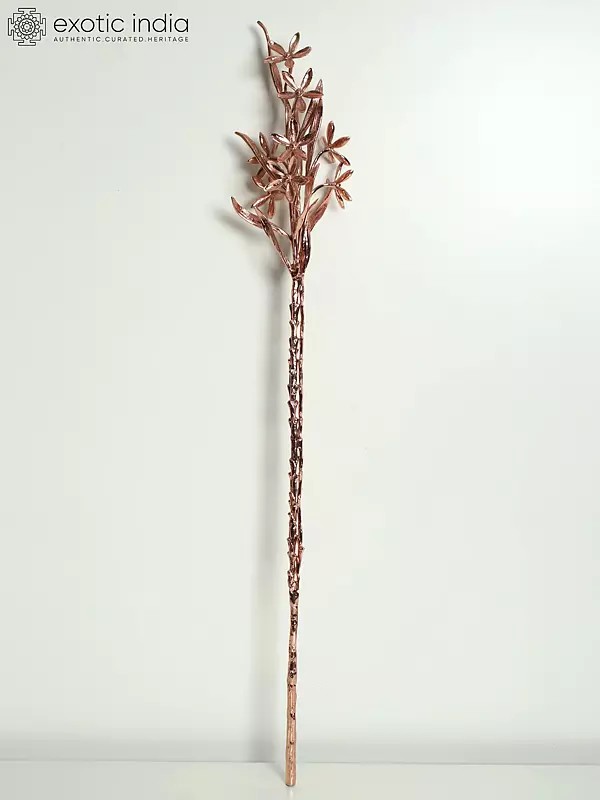 37" Large Decorative Lily Flowers Stick | Brass with 24 Karat Rose Gold Plating