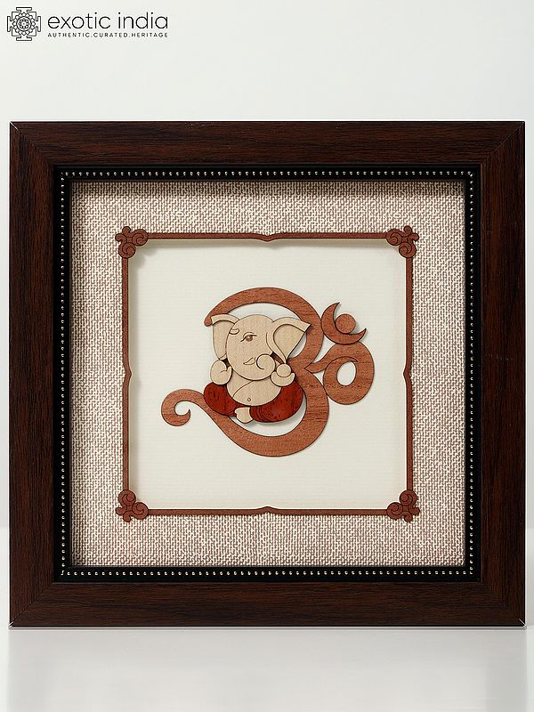 Om Ganesha | Wood Carved Frame | Wall Decor