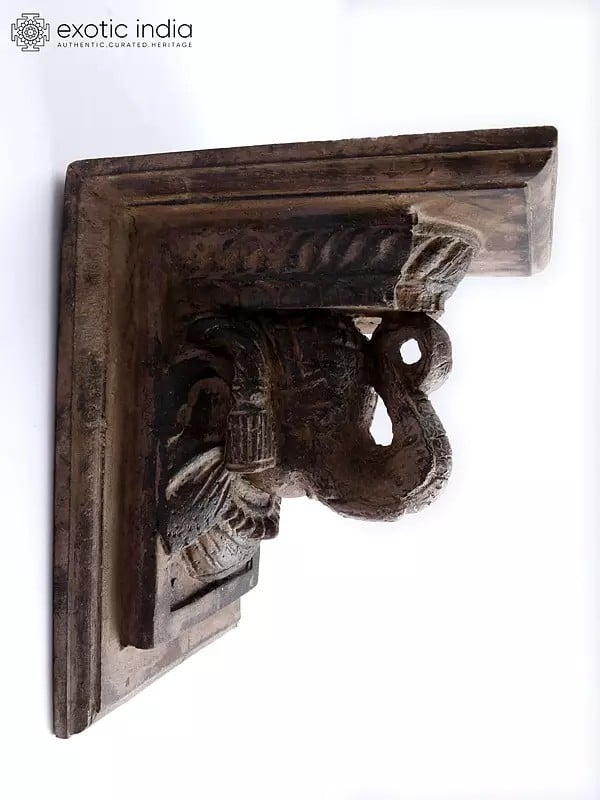 8" Wood Carved Elephant Wall Bracket