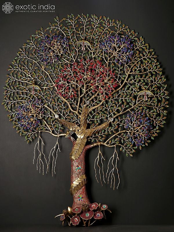 61" Large Size Beautiful Tree of Life | Wall Hanging | Brass with Inlay Work
