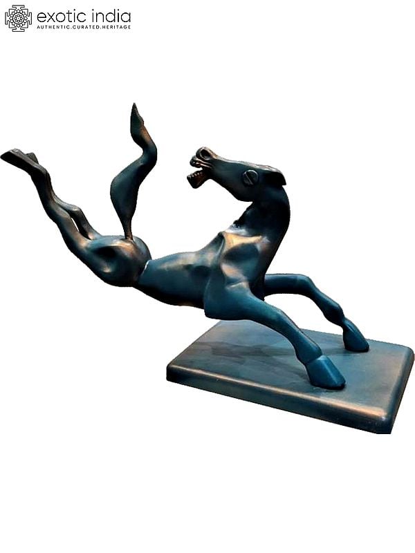 33" Large Beautiful Turning Horse Statue Of Fibre | Fibre Statue