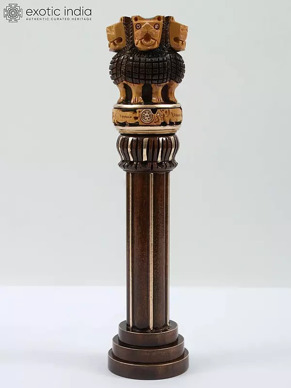 Ashoka Stambh - The National Emblem of India | Wood Carving | Table Piece |  Multiple Sizes