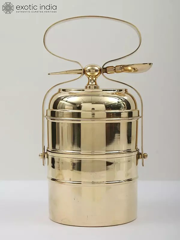 Brass Lunch Box/Tiffin Box | Available in Two and Three Tiers