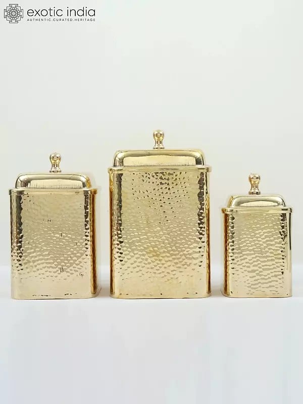 9" Brass Kitchen Containers/Dabba | Set of Three