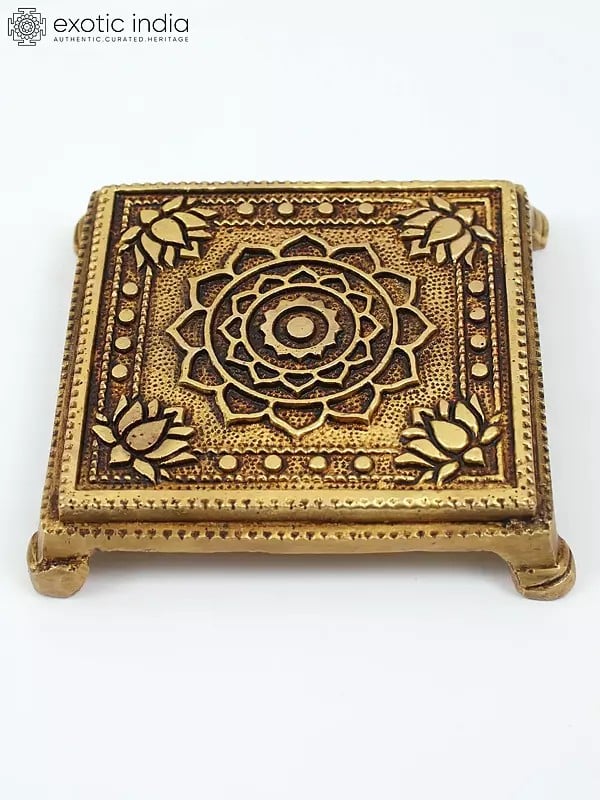 Small Size Yantra Design Brass Puja Chowki/Pedestal