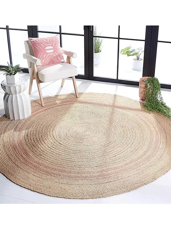 Indian Hand Woven Braided Round Natural Jute Rugs