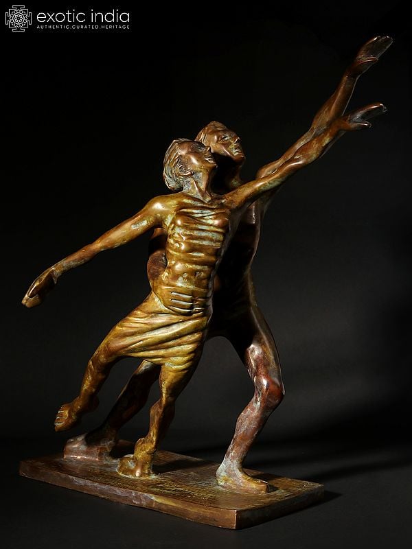 16" Contemporary Dance Couple Brass Sculpture | Home Decor