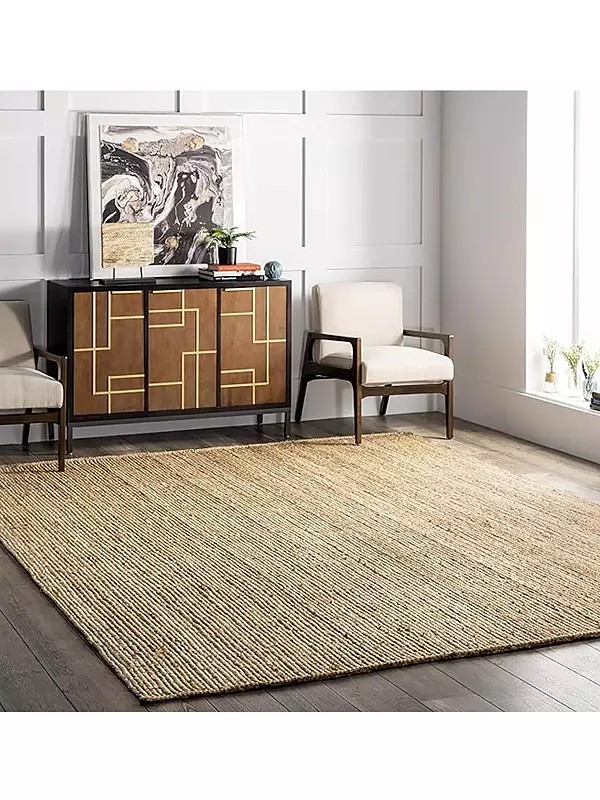 Rectangle Handwoven Jute Braided Reversible Rugs for Home