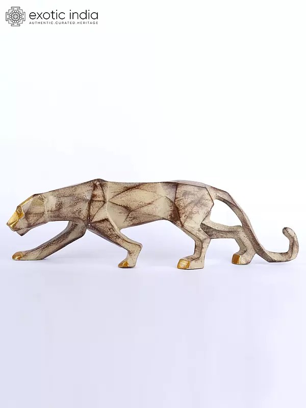 15" Stylized Brass Panther | Table Decor