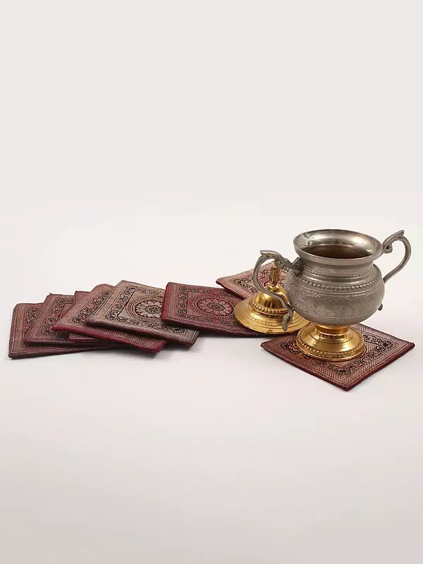 Square Shaped Brocaded Coaster from Banaras