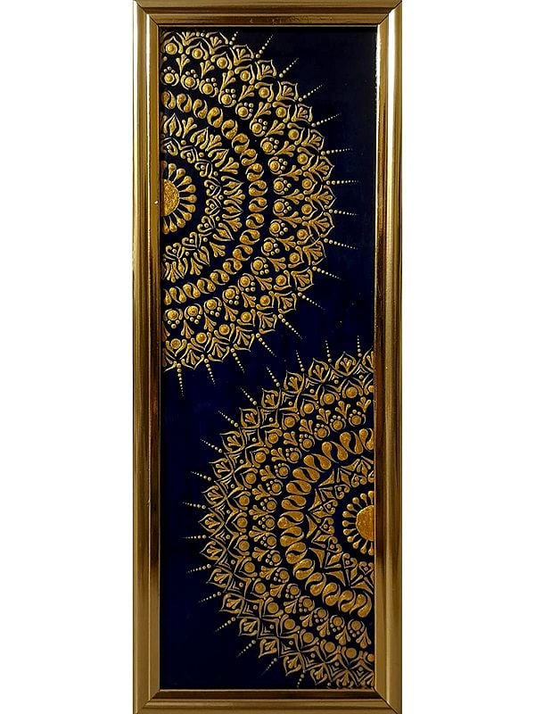 Golden Set Of Half Mandala | Acrylic On Mdf Board | Wood Panel