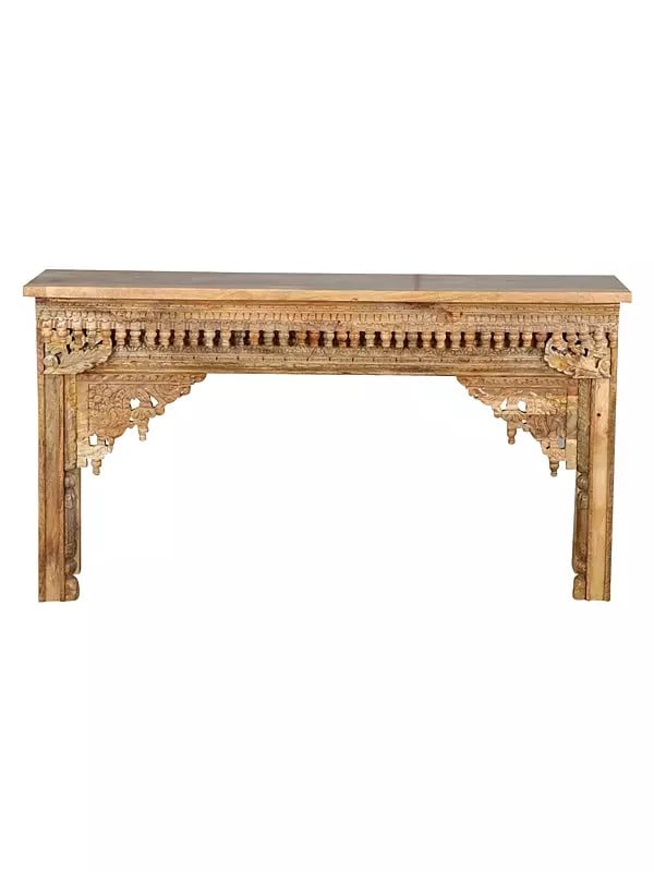 59" Large Wood Carving Console Table | Home Decor