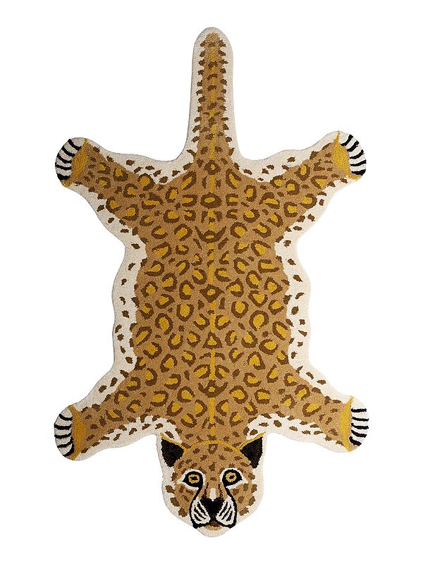 Leopard Shaped Handmade Yogic Asana Mat from Mirzapur