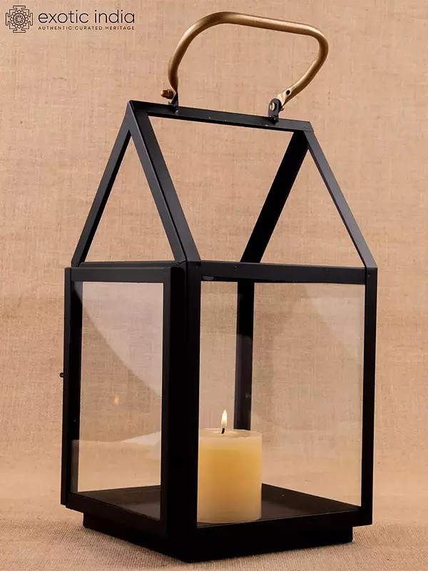 Glass And Iron Lantern With Handle | Home Decor